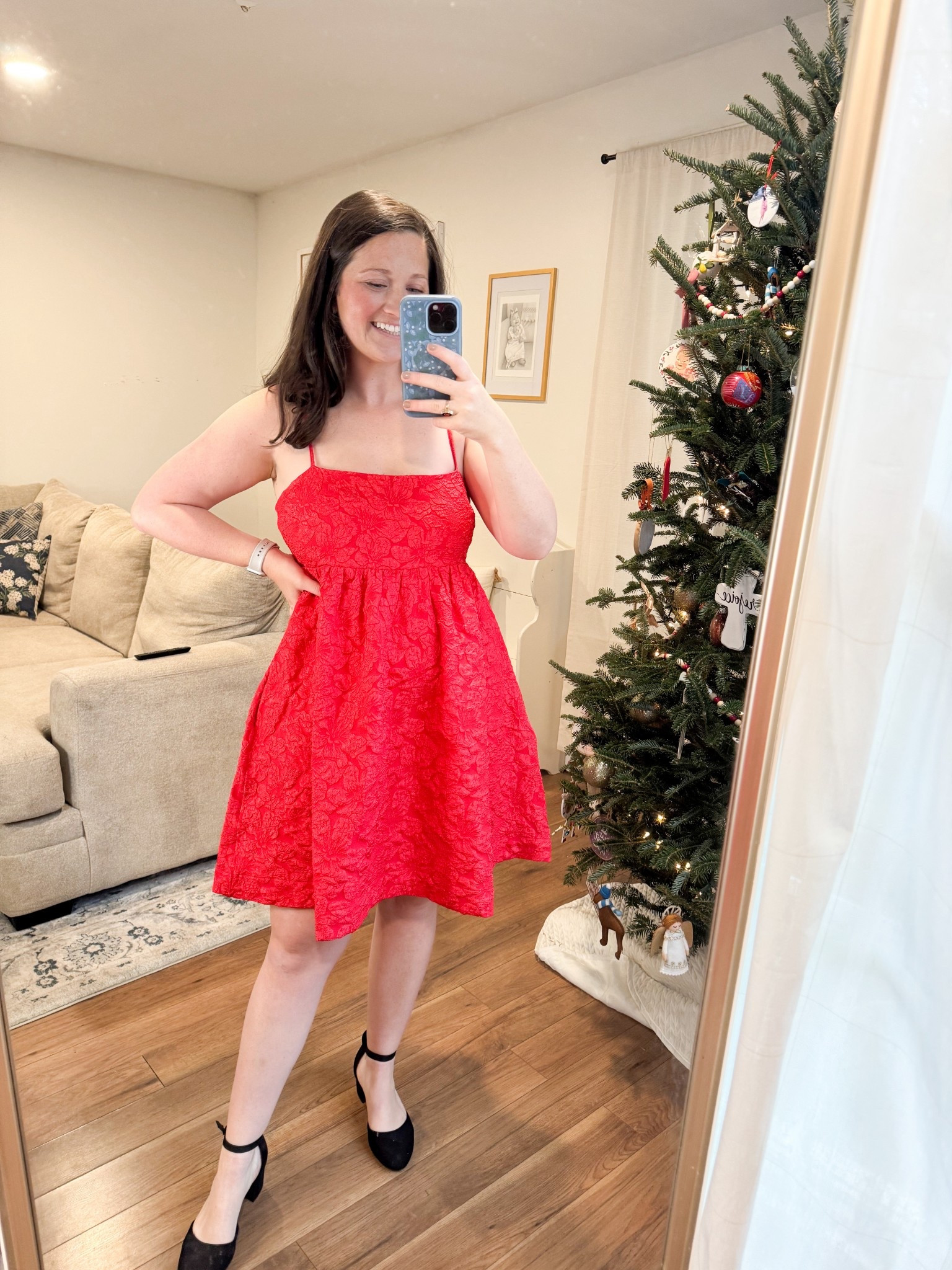 Holiday party dress. Red dress from Walmart 