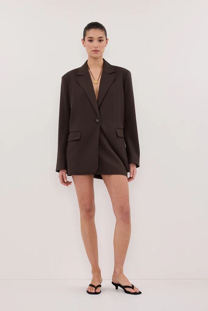 EDEN BITTER CHOC OVERSIZED BOXY BLAZER | DISSH