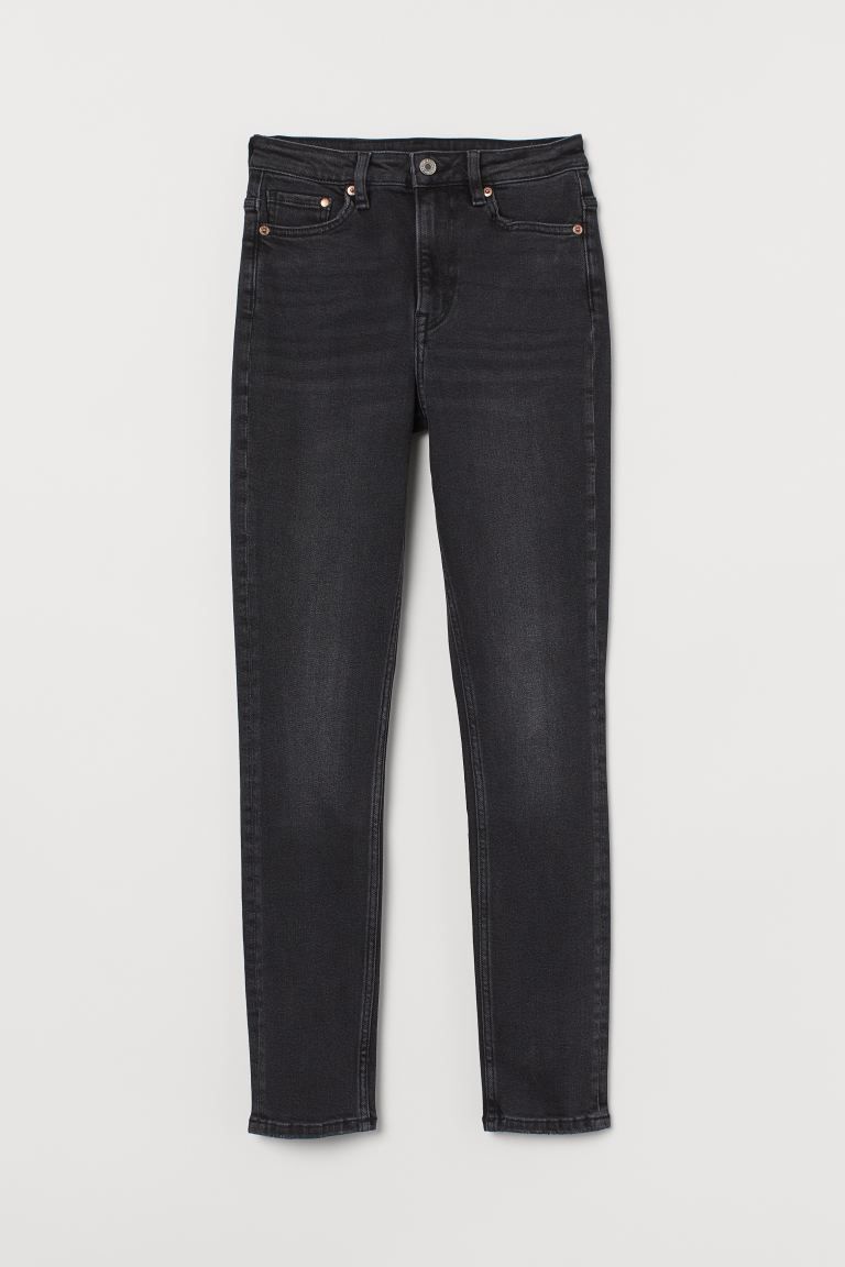 5-pocket jeans in washed, stretch denim. Extra-high waist, zip fly with button, and skinny, ankle... | H&M (US)