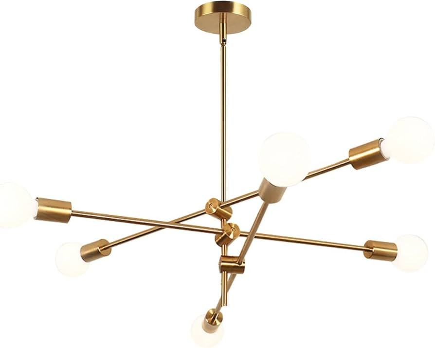 KCO Lighting Modern Sputnik Chandelier 6-Light Gold Ceiling Pendant Lighting Mid-Century Pendant ... | Amazon (US)