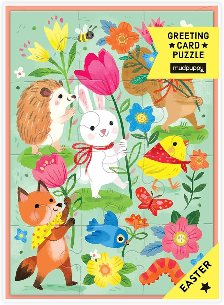 Mudpuppy Hoppy Easter – Bunny Rabbit Easter Themed Greeting Card and Jigsaw Puzzle Includes Col... | Amazon (US)