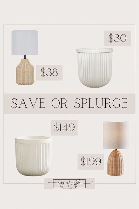 Save or Splurge tabletop lamp, look for less Walmart planter

#LTKfindsunder50 #LTKstyletip #LTKhome