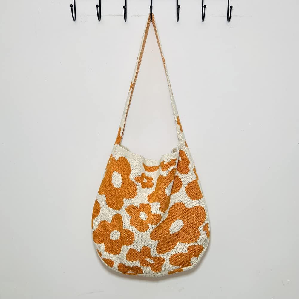 Hobo Handbags for Women, Fairy Grunge Aesthetic Tote Bags Beach Trendy Crochet Bags Cute Flower S... | Amazon (US)