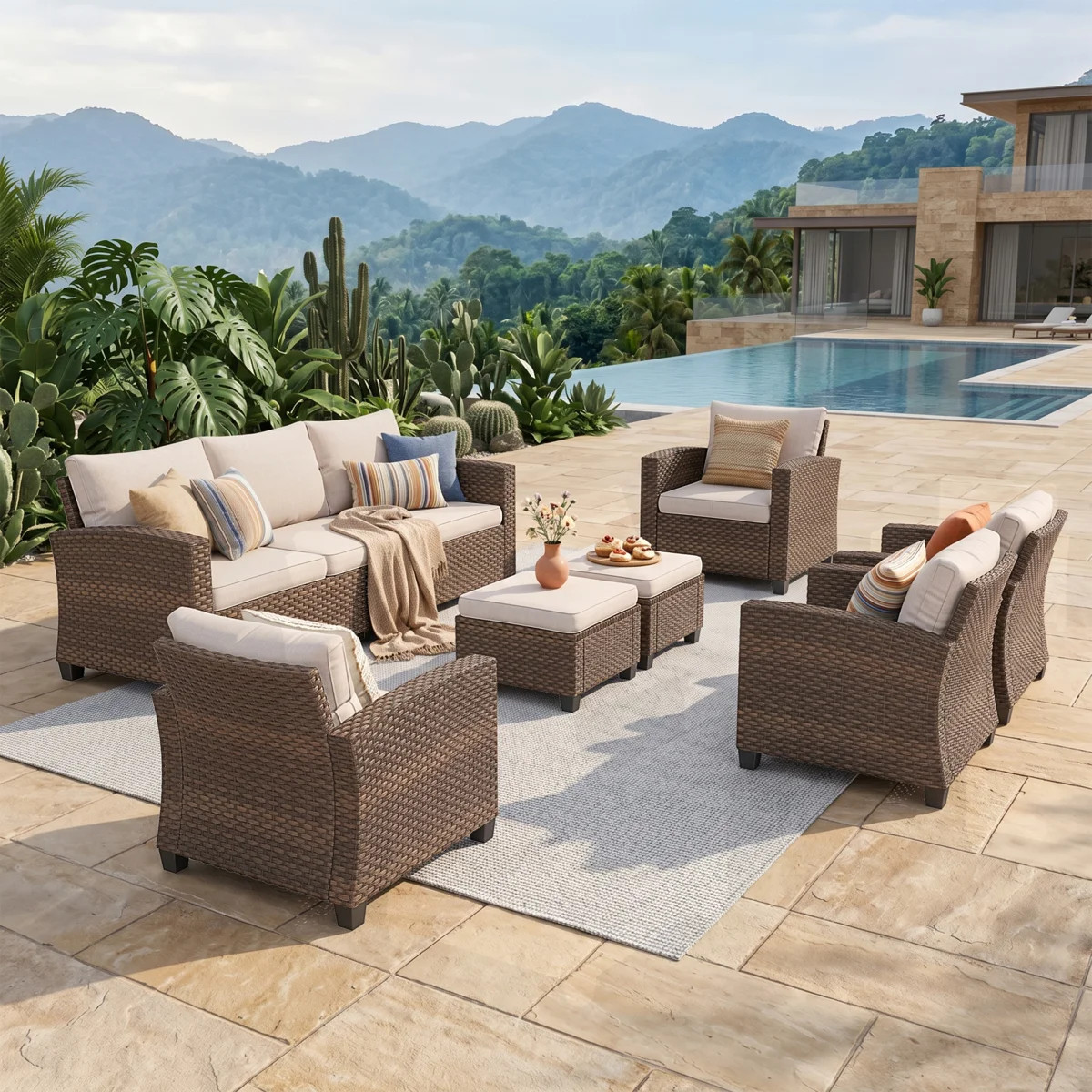 Salem 9-Person Wicker Patio Conversation Set | Wayfair North America