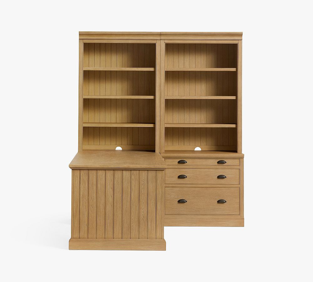 Aubrey 72"" Peninsula Desk with Bookcase Suite & File Cabinet, Seadrift | Pottery Barn (US)