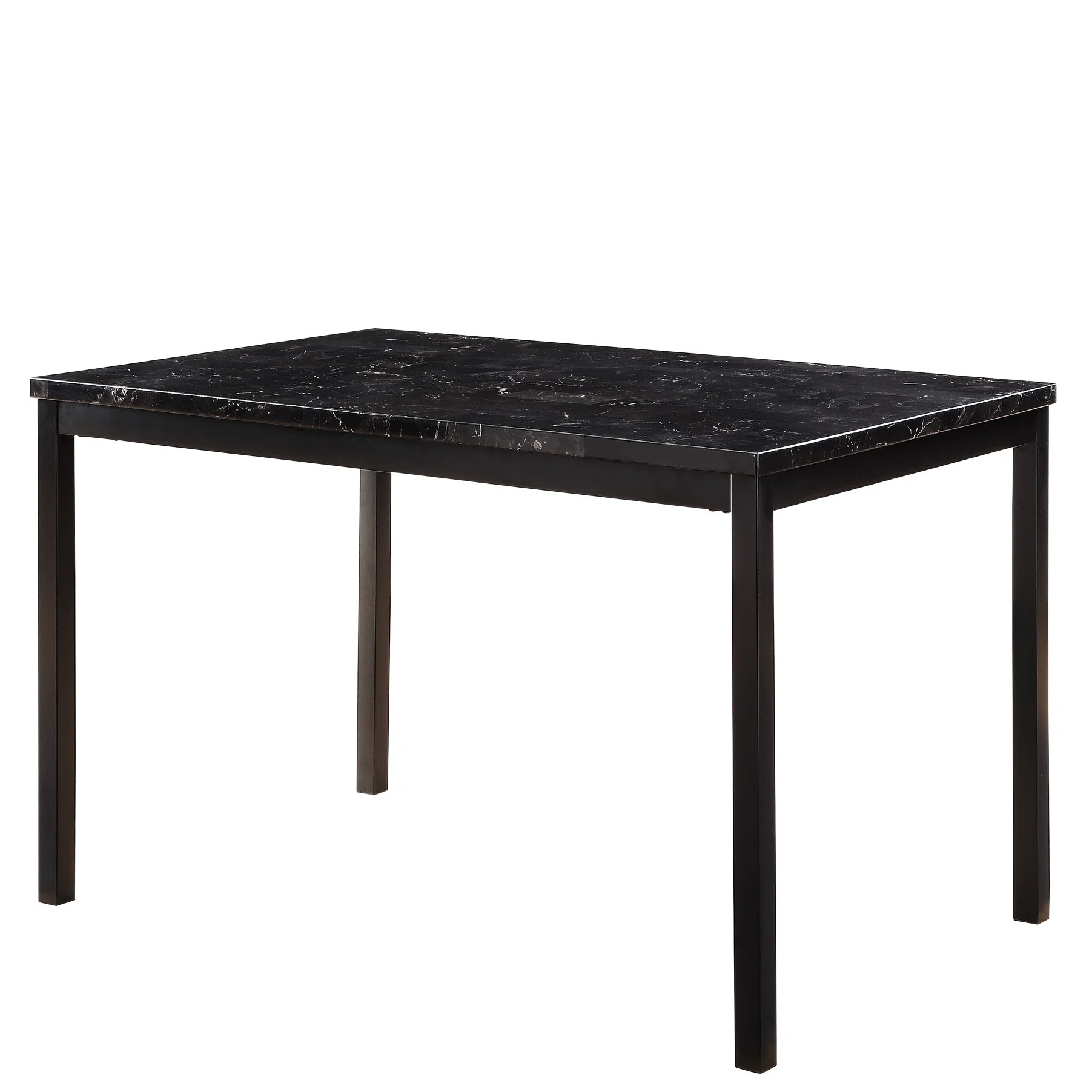 Stylish Black Faux Marble And Metal Dining Table Seating 4 With A Contemporary Flair Topped 4 Fra... | Wayfair North America