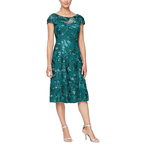 Alex Evenings Women's Short Embroidered Dresses, Emerald, 8 | Amazon (US)