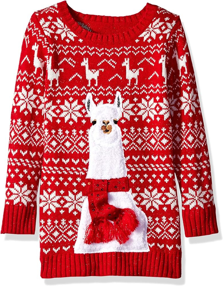 Blizzard Bay Little Girl's L/S Crew Neck Christmas Llama Tunic Sweater Sweater, Christmas red Com... | Amazon (US)