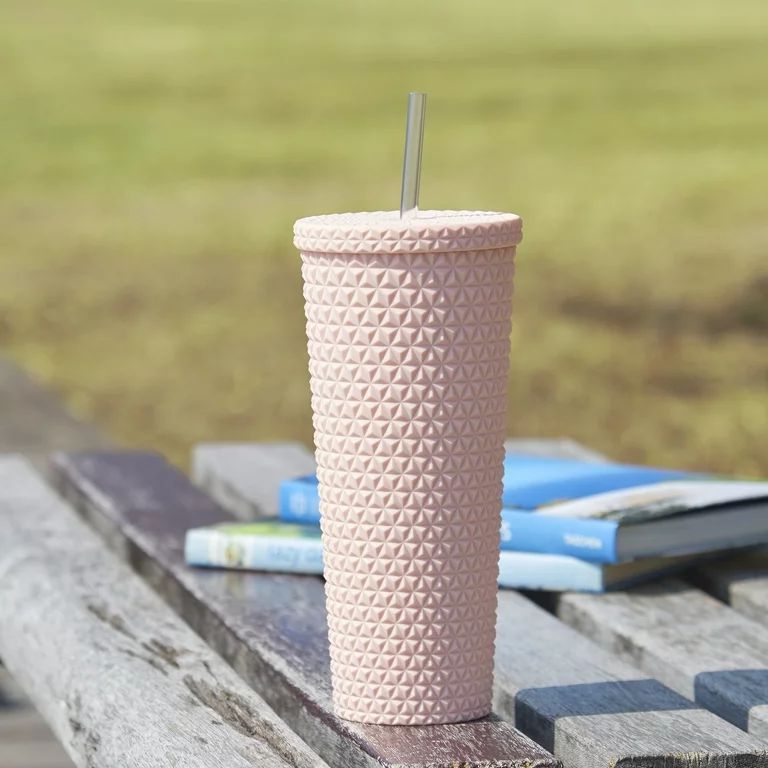 Mainstays Back to College 26 oz Double Wall AS Plastic Textured Tumbler, Pink - Walmart.com | Walmart (US)
