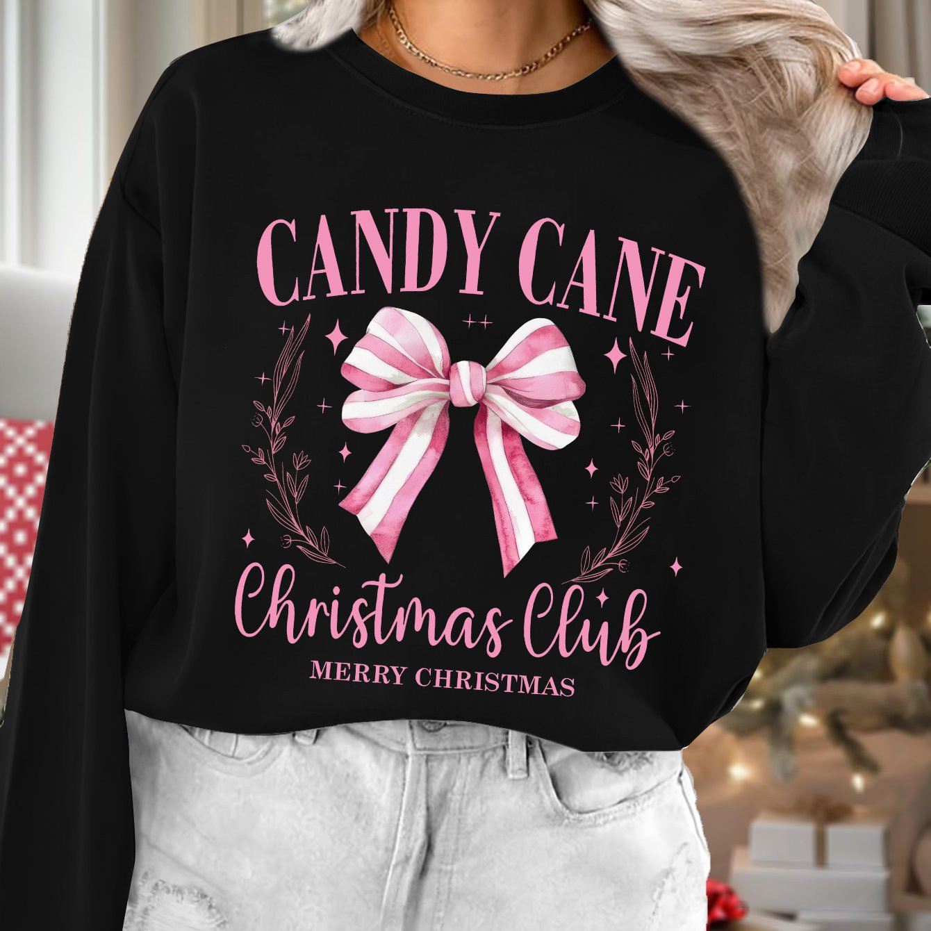Candy Cane Christmas Club Sweatshirt Adults Casual Polyester - Temu | Temu Affiliate Program