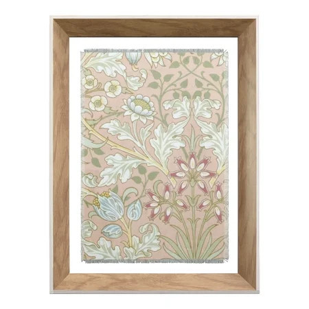 Beautiful by Drew Vintage Floral Pattern Framed Linen Wall Art, William Morris Botanical Textile Print with Double Glass and Hickory White Frame, Cottagecore Decor, 15.5x20.5 Inch | Walmart (US)