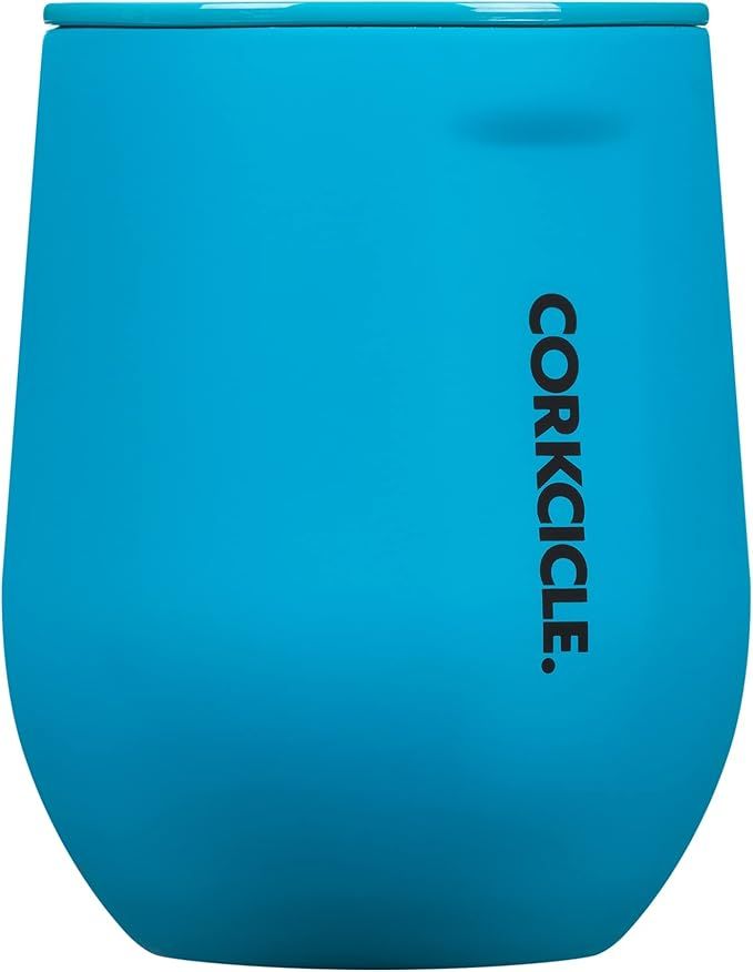 Corkcicle Stemless | Triple Insulated Stainless Steel Wine Cup Tumbler | Reusable | (Neon Blue, 1... | Amazon (UK)
