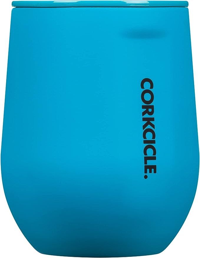 Corkcicle Stemless | Triple Insulated Stainless Steel Wine Cup Tumbler | Reusable | (Neon Blue, 1... | Amazon (UK)