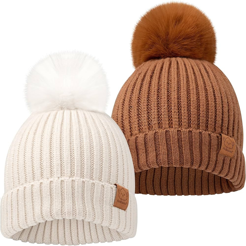 2-Pack Baby Hats for Girls, Boys - Stretchy Baby Beanies, Cute Newborn & Toddler Winter Hat, Soft... | Amazon (US)