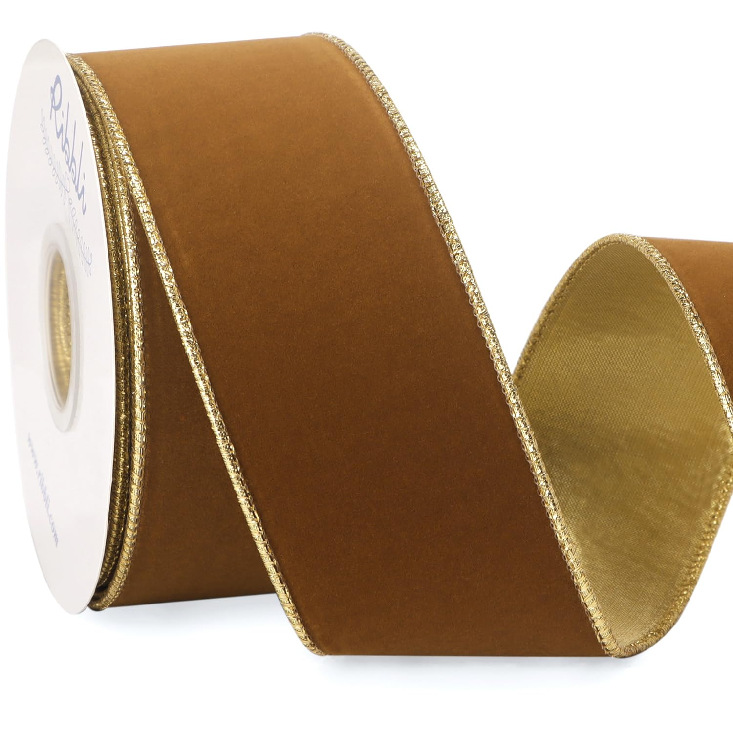 Ribbli Khaki Velvet Wired Ribbon 2.5 Inch Luxury Matte Velvet Christmas Ribbon for Gift Wrapping Christmas Tree Decoration Crafts Wreaths Supplies - 10 Yards | Amazon (US)