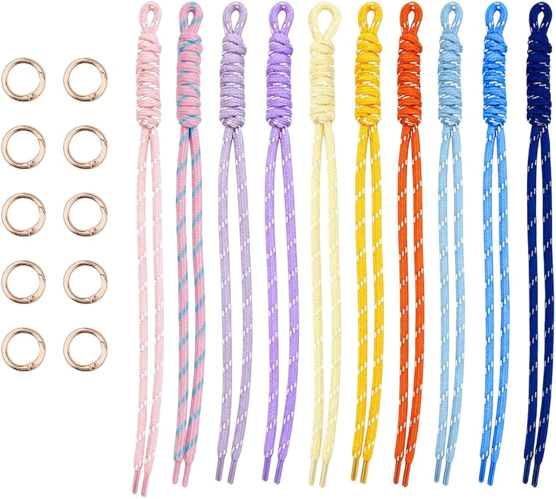 10Pcs Paracord Keychain Lanyard With Key Ring Diy Bag Charm Kit Rope Keychain Bag Charms Colorful... | Amazon (CA)