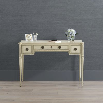 Etienne Writing Desk with Brass Handles & Mahogany Veneer Finish | Frontgate