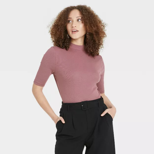 Women's Elbow Sleeve Mock Turtleneck T- Shirt - A New Day™ | Target