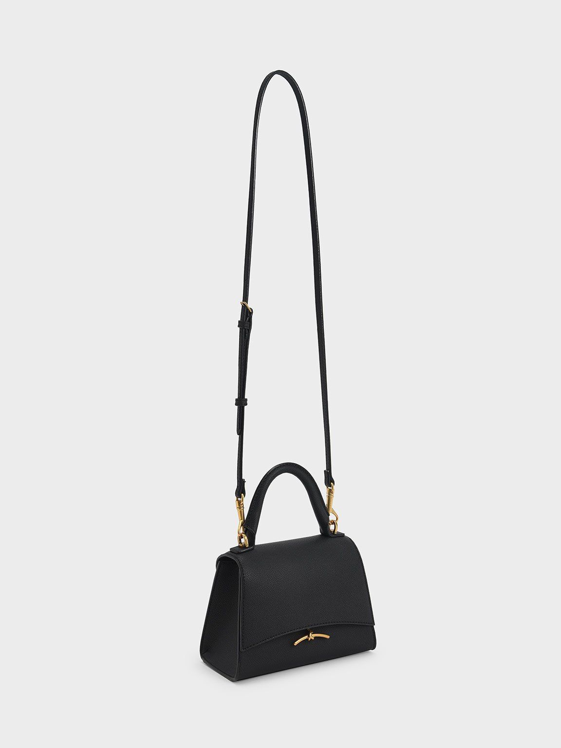 Cream Huxley Metallic Push-Lock Top Handle Bag | CHARLES &amp; KEITH | Charles & Keith US