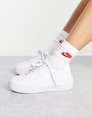Nike Air Force 1 platform sneakers in triple white | ASOS (Global)