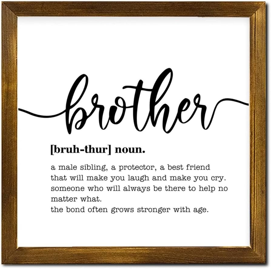 Brother Noun Definition Typography Art Print Framed Wood Sign Brother Definition Wood Frame Wall ... | Amazon (US)