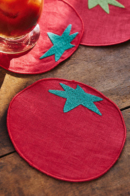 Novelty Piecework Linen Cocktail Napkins, Set of 4 | Anthropologie (US)