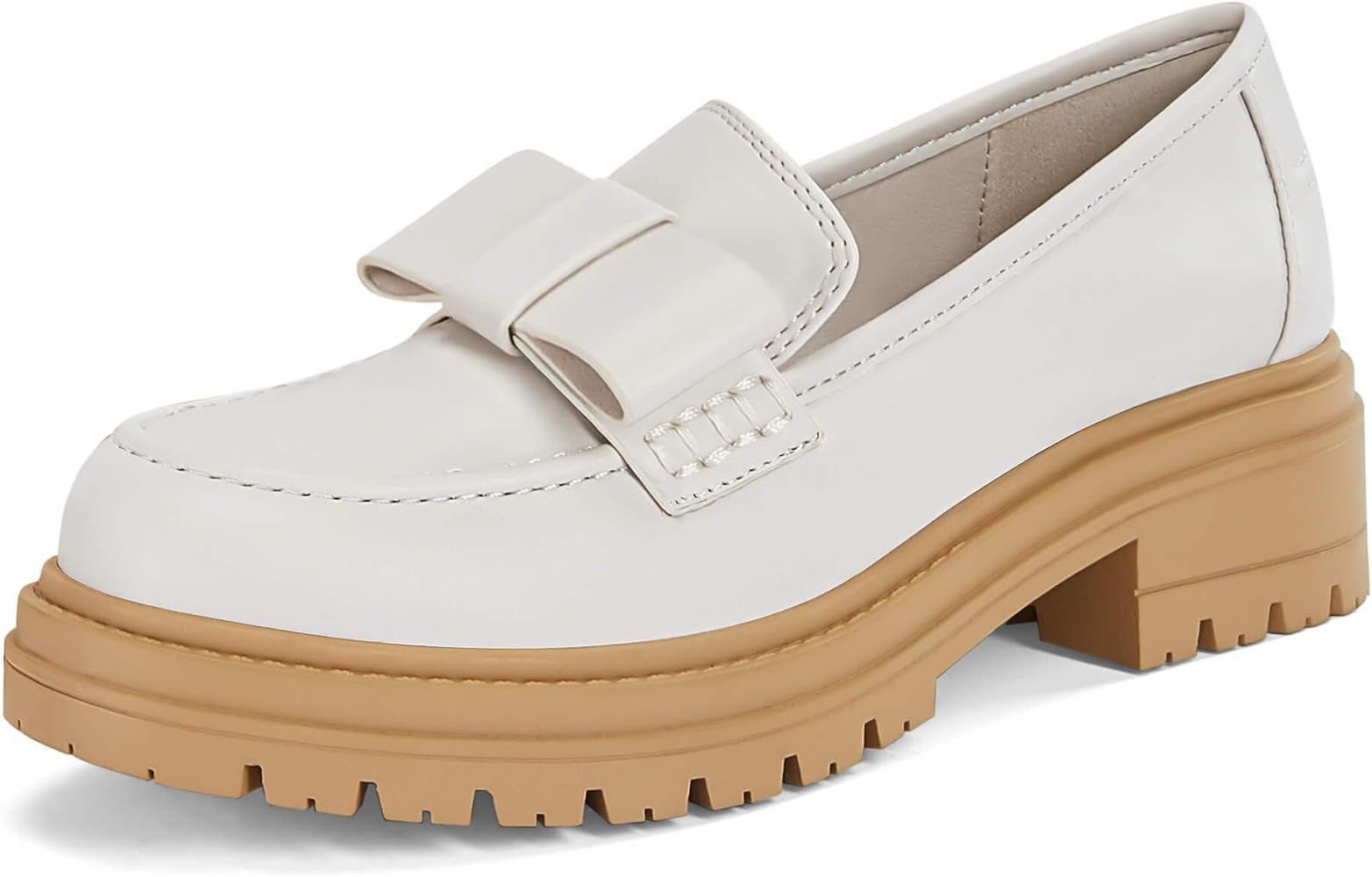 Womens Platform Penny Chunky Heels Loafers Lug Sole Round Toe Slip On Casual Oxfords Business Wor... | Amazon (US)