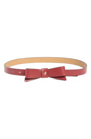 Kate Spade New York bow belt with spade in Deep Lipstick /Polished Gold at Nordstrom Rack, Size X-Large | Nordstrom Rack
