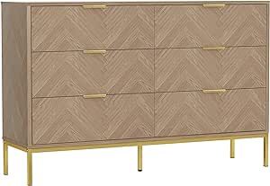 Anmytek 6 Drawer Double Dresser, Modern Wood Chest of Drawers 6 Drawer Storage Dresser for Nurser... | Amazon (US)
