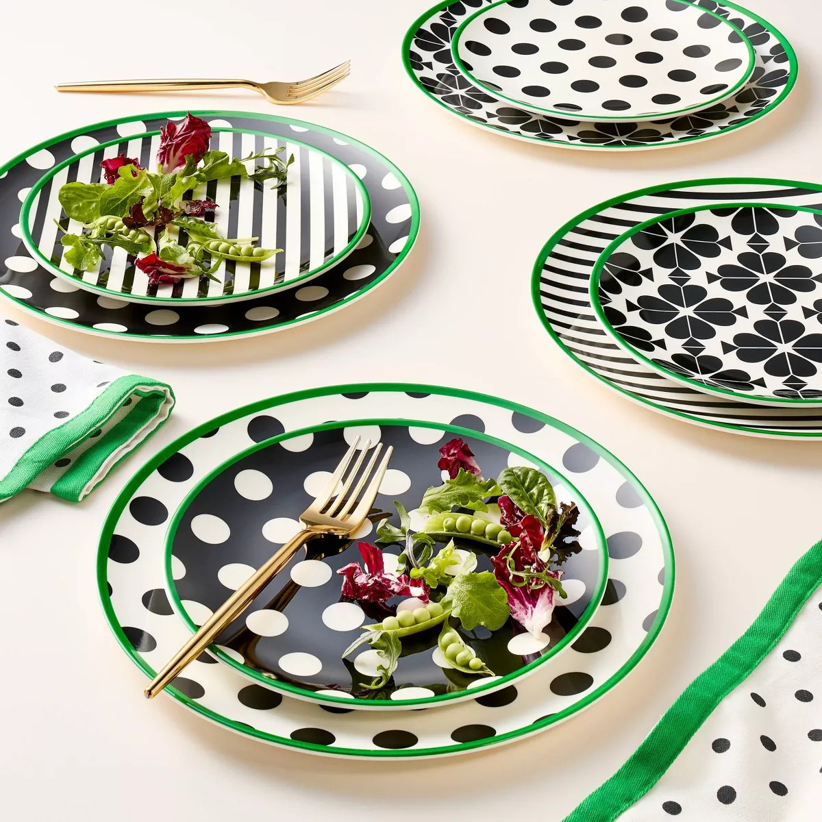 4pc Melamine Plate Set Black/Cream/Green - kate spade new york x Target | Target