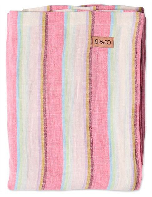 Kip & Co Rose Water Stripe Linen Tablecloth Standard Rectangular | David Jones | David Jones (Australia & New Zealand)