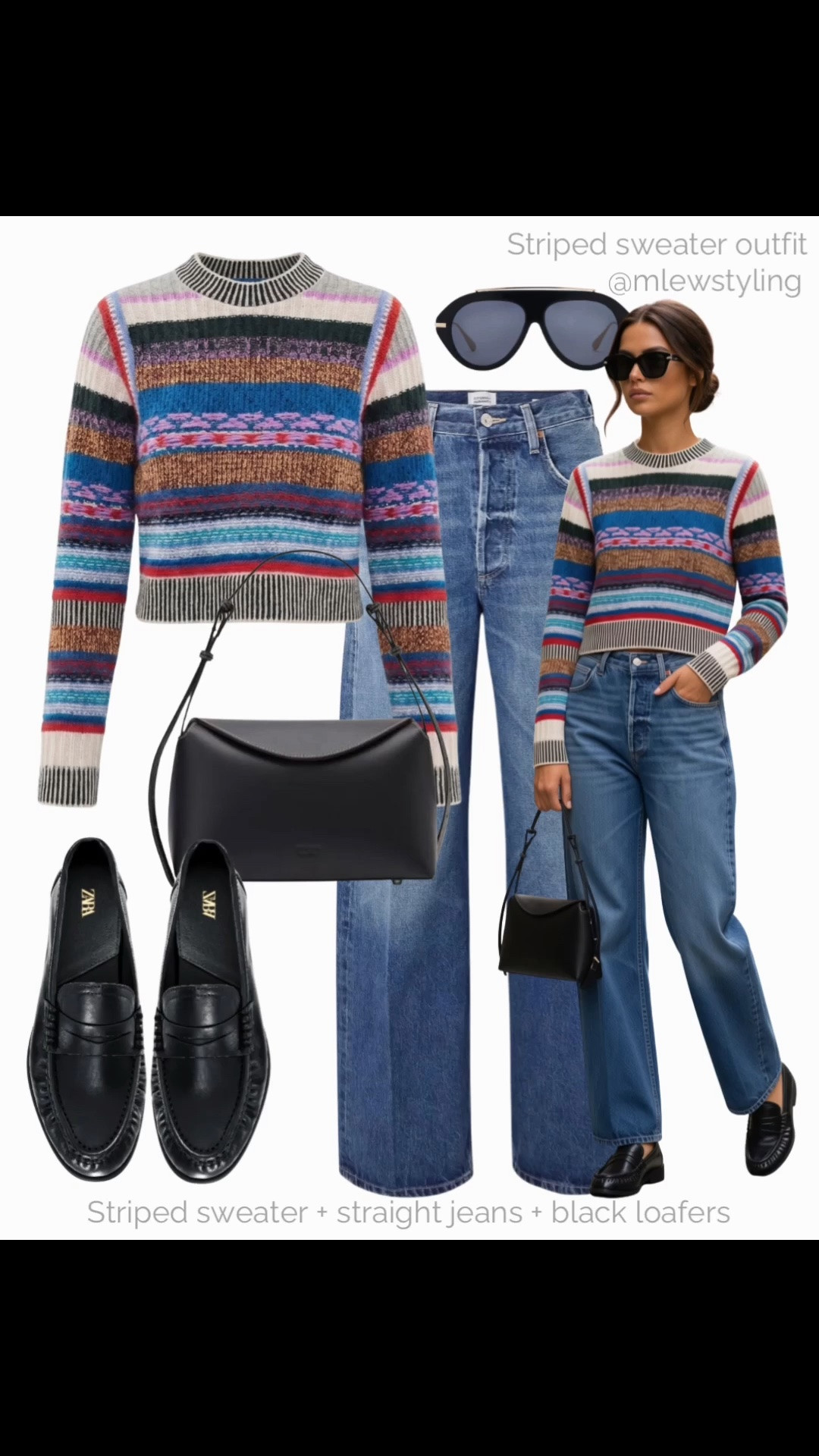 Autumn outfit with a striped sweater 🍁

Tags: mother denim knit, citizens of humanity wide leg jeans, Zara black loafers, freja nyc black bag, past midnight sunglasses, elevated fall outfit

#LTKjeans #LTKfall #LTKcanada