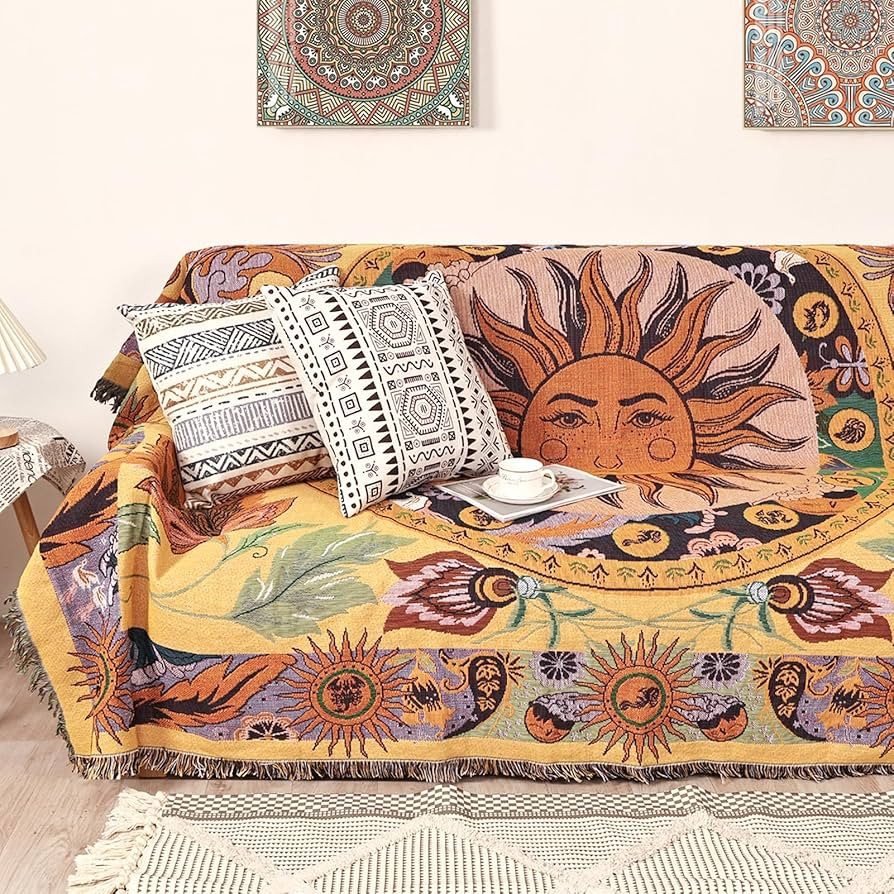 Boho Throw Blanket for Bed Couch Sofa Reversible Cotton Bohemian Travel Boho QuiltMexican Muslin ... | Amazon (US)
