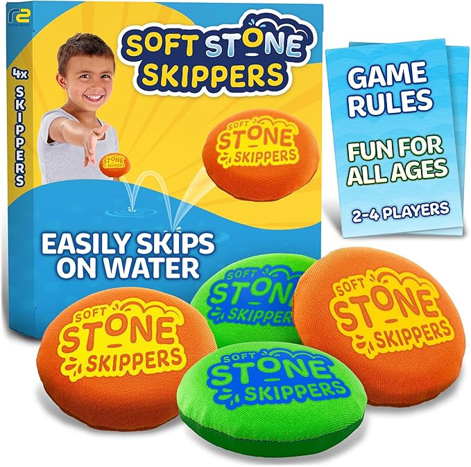 Soft Stone Skippers Game – Fun Pool Toys for Kids All Ages - 4 Pack Water Skipping Discs Set ... | Amazon (US)