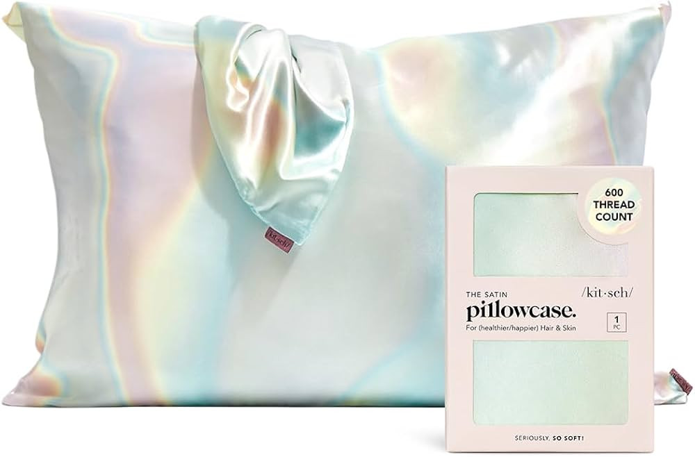 Kitsch Satin Pillowcase with Zipper for Hair & Skin, Softer Than Silk Pillow Cases Queen, Smooth ... | Amazon (US)