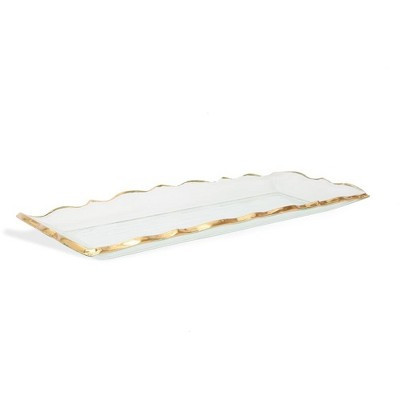 Classic Touch 19" Glass Oblong Tray with Gold Edge | Target