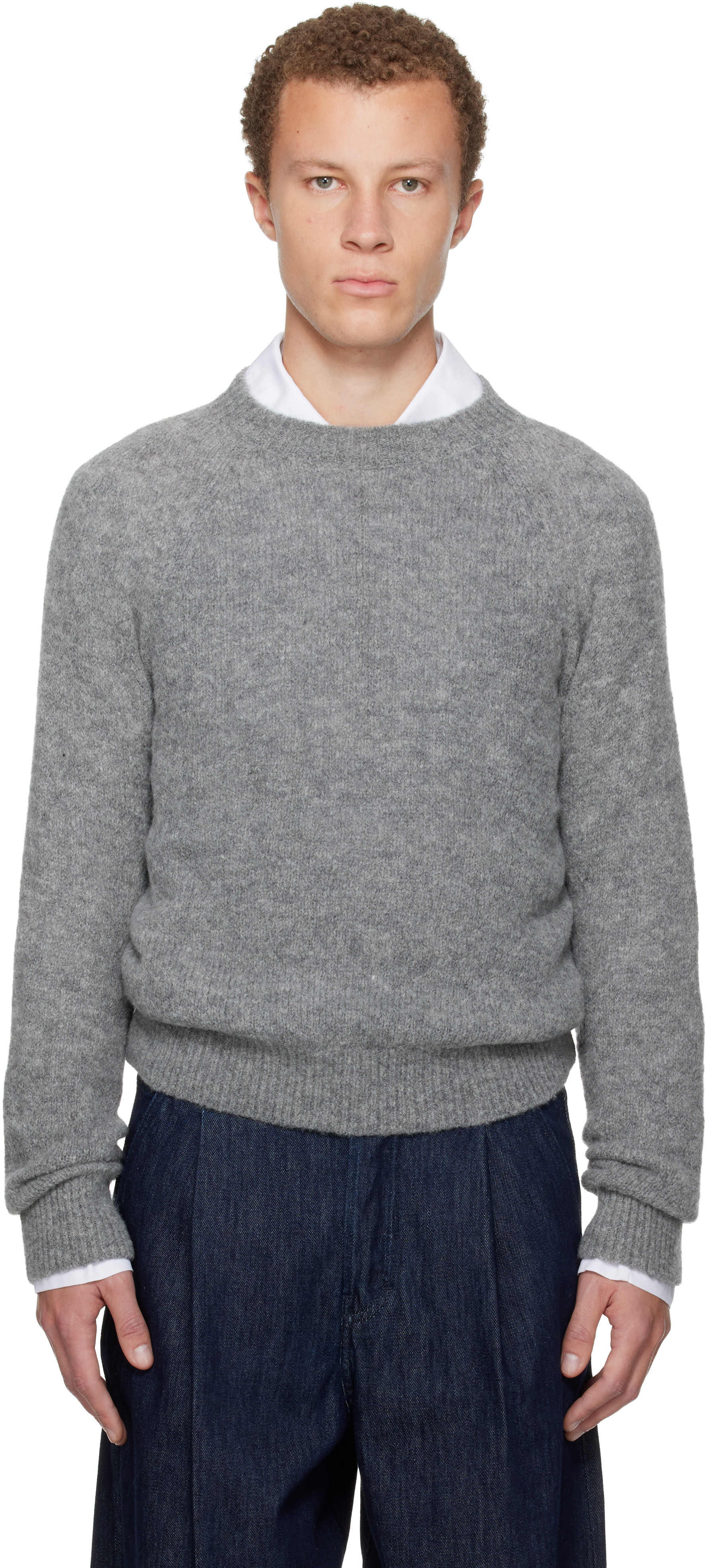 Dries Van Noten Gray Raglan Sweater | SSENSE