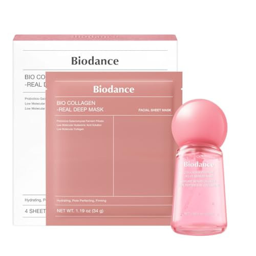 Biodance 24/7 Collagen Glow Set: Collagen Peptide Jelly Serum Mist (1.69 fl.oz) & Bio-Collagen Real Deep Mask (4 Sheets), Sprayable Hydrogel & Overnight Hydrating Face Mask for Firming & Plumping | Amazon (US)