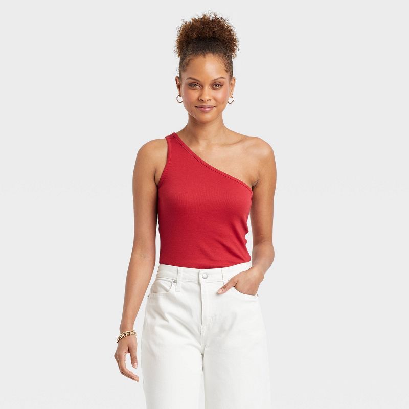 Women's Slim Fit One Shoulder Tank Top - A New Day™ | Target