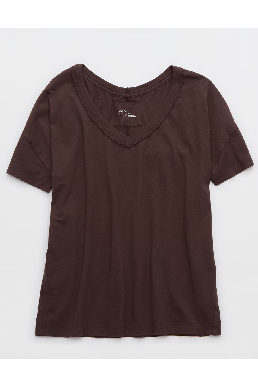 Aerie Oversized V-Neck Boyfriend T-Shirt Women's Deep Earth XXS | American Eagle Outfitters (US & CA)