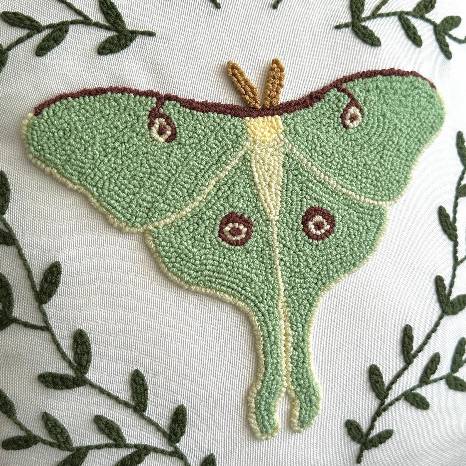 Handmade Punch Needle Luna Moth Throw Pillow Cover | Luna Moth Design | Decorative Cushion Cover ... | Etsy (US)