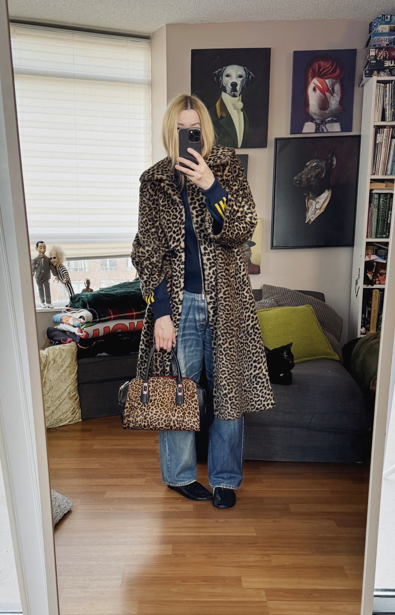 Clashing leopard print. 

Coat, bag, and jeans are secondhand/vintage  


#LTKOver40 #LTKootd