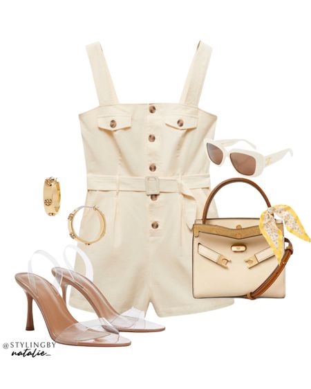 Button playsuit with belt, vinyl sandals, Tory Burch bag, celine sunglasses, gold earrings.
Summer outfit, going out outfit, jumpsuit, holiday outfit, butter milk tones, pale yellow outfit, brunch outfit.

#LTKsummer #LTKstyletip #LTKeurope