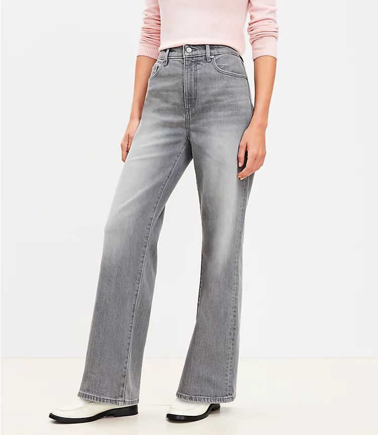 High Rise Wide Leg Jeans in Vintage Grey Wash | LOFT