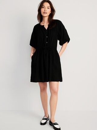 Waist-Defined Puff-Sleeve Mini Poet Dress for Women | Old Navy (US)