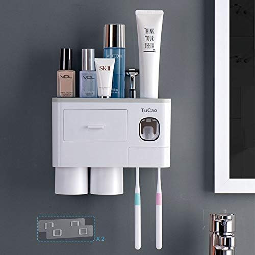 TuCao Automatic Toothpaste Dispenser Squeezer Kit with Toothbrush Holder Wall Mounted, 6 Toothbru... | Amazon (US)