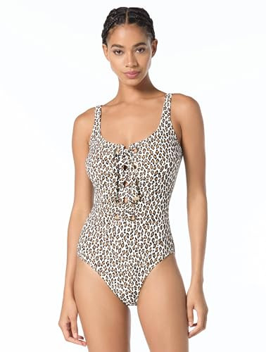 Michael Kors Small Leopard Lace Up One Piece with Grommets, White Multi, 8 | Amazon (US)