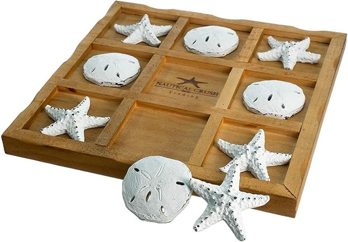 Starfish Tic Tac Toe Game - 9" x 9" - Beach Tic Tac Toe Game - Coastal Beach House Coffee Table G... | Amazon (US)