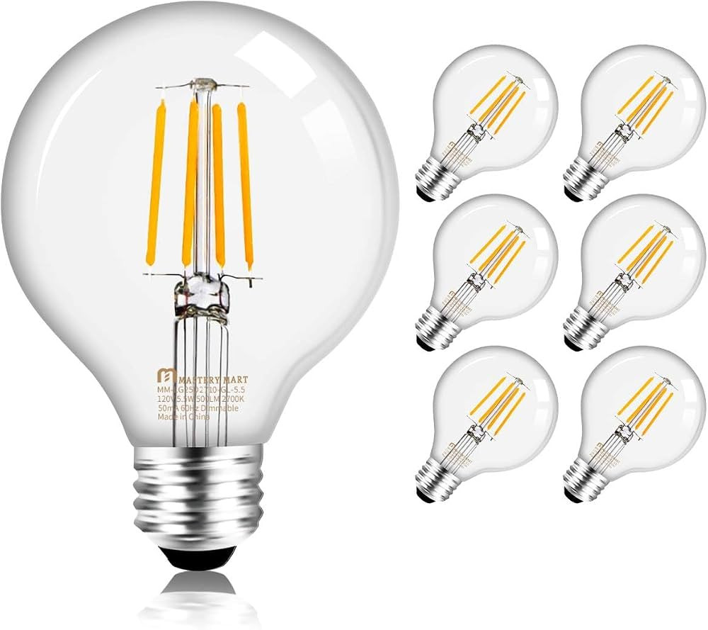 Mastery Mart G25 LED Bulb Dimmable, 2700K Soft White 5.5W[60W Equivalent], E26 Globe Edison Light... | Amazon (CA)