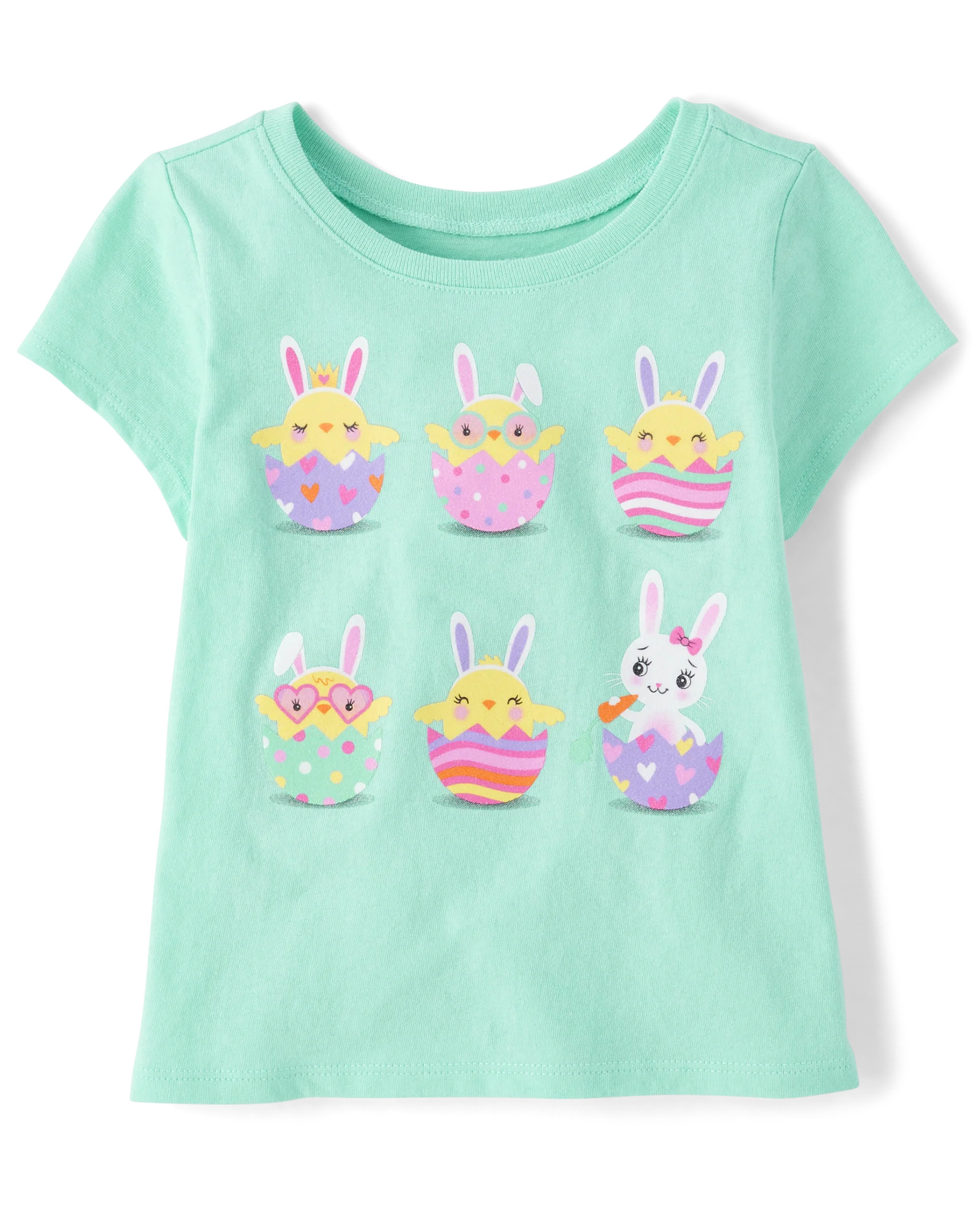 Baby And Toddler Girls Easter Eggs Graphic Tee - mellow aqua | The Children's Place